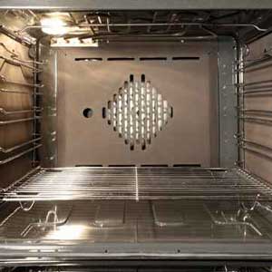 A spotless oven interior after cleaning